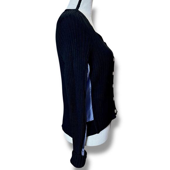 Veronica Beard Dalya Merino Wool Cardigan Sweater Black Size M Classic Luxury - Picture 7 of 11